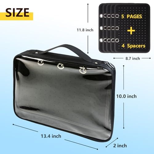 Mi Ya Mi Lai 5 Black binder 4 Space Pages Transparenter Pin Books For Collectors, Enamel Pin Display Pages Pin Carrying Case, Travel Brooch Pins Display Bag(5 Black binder 4 Spacers,Bag Only) - Thumbnail 4