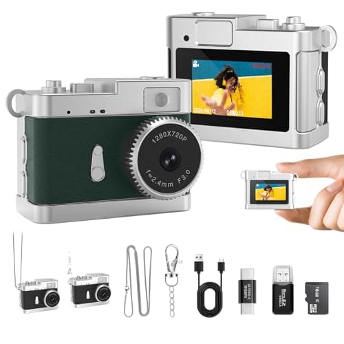 Keychain Camera, 16GB Mini Digital Camera with Built-in Flash & Retro Filters, Pocket Mini Camera for Travel, Vlogging, Birthday Gift for Friends - Image 1