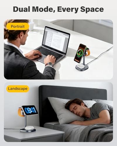 25W Fast Wireless Charger Stand for Apple MagSafe Charger, 3 in 1 Charging Station with TEC Cooling, Magnetic Wireless Charger for iPhone17/16/15/14/13/12, Apple Watch, AirPods, Gifts for Men - Thumbnail 6