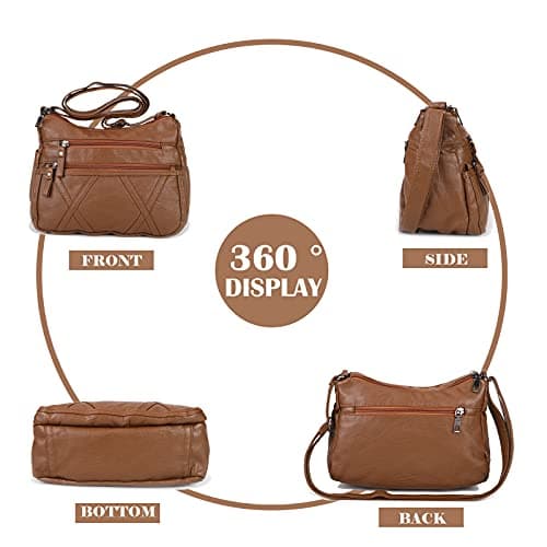 Gladdon Small Crossbody Bags for Women Leather Shoulder Purses Vegan Womens Cross body Bag Lightweight Brown - Thumbnail 5
