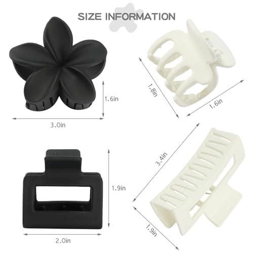 CHANDAT 8Pcs Matte Hair Clips for Women - White & Black - Thumbnail 4