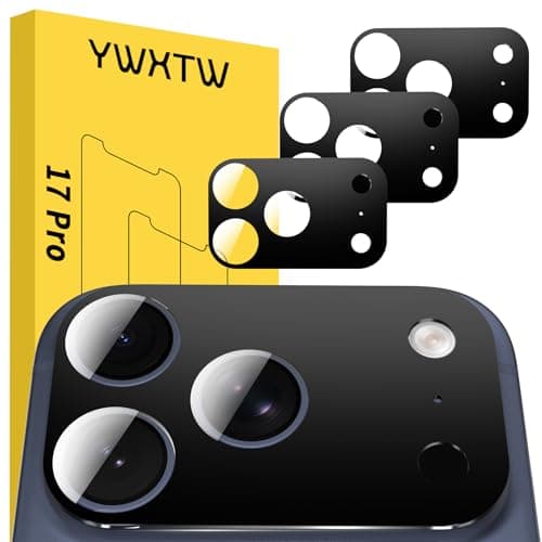 YWXTW [0 Bubbles for iPhone 17 Pro Camera Lens Protector, Full Coverage Tempered Glass Lens Screen Protector for iPhone 17 Pro Accessories, Case Friendly, HD Clear, 3 Pack (Black) - Image 1
