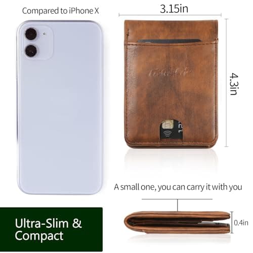 HiChiclife RFID Blocking Wallet for Men, Ultra Thin Slim Minimalist Bifold with ID Window for Front Pocket - Lightweight Compact, Gift Box Included - Thumbnail 4