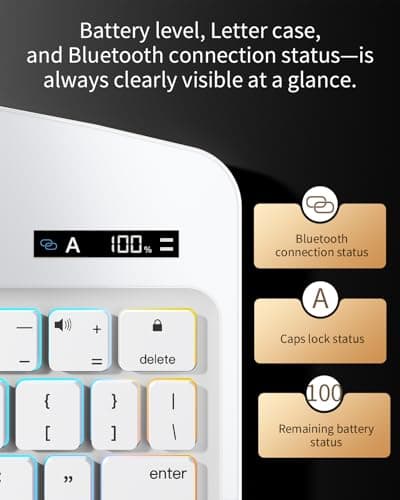 Landcase Keyboard Case for iPad 11th Gen 11 inch 2025(A16) 10th Gen 10.9 inch 2022, Wireless iPad Case with Keyboard Multi-Touch Trackpad, Battery Level Visualization with Pencil Holder, White - Thumbnail 3