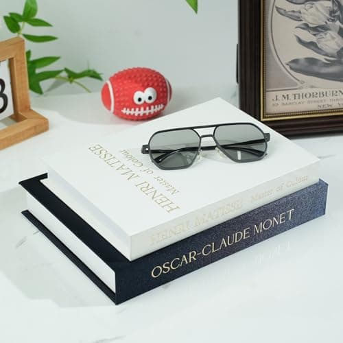 2 Pack Decorative Books Storage Boxes,Vintage Faux Books for Coffee Table,Bookshelf & Home Decor,Aesthetic Mini Book Set for Shelf Display & Keepsake Storage,Blue - Thumbnail 2