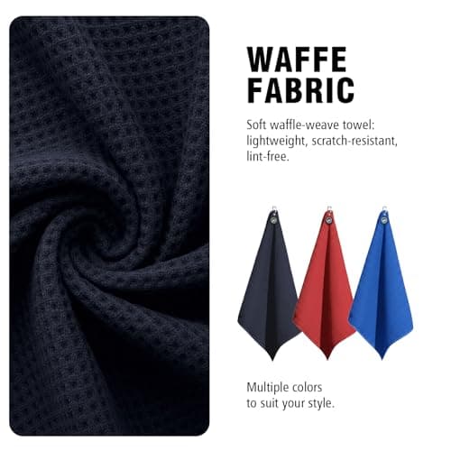 Dragon tiger Magnetic Golf Towel – 23.6"x15.7" Microfiber Waffle Weave with Magnet & Carabiner, Ultra Absorbent for Clubs, Bags & Carts (Grey) - Thumbnail 6