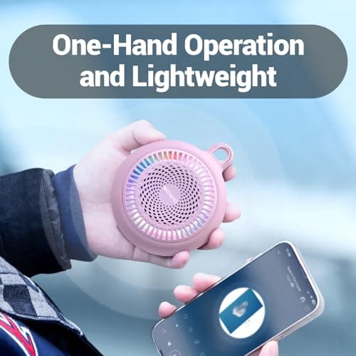 SOWO Small Waterproof Speaker Bluetooth Portable Wireless - Clip Speaker for Shower - Powerful Bass and Louder Volume - Colorful Lights and Lightweight for Travel,Kitchen,Pool - Pink - Thumbnail 4