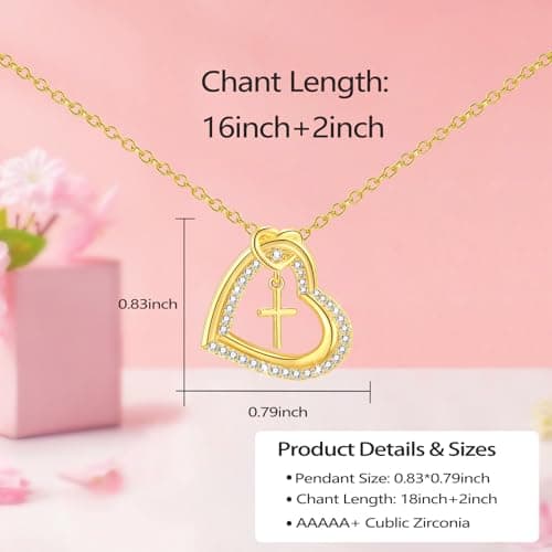 GLEZZA First Communion Gifts for Teens,Cross Necklace for Daughter Baptism First Communion Confirmation Graduation Easter Jewelry Gifts - Thumbnail 5