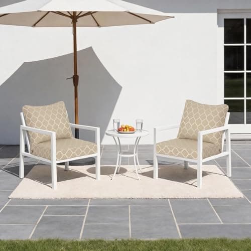 Localive 24x24 Inch Outdoor Deep Seat Cushions Set of 2,Thick High-Density Foam, Removable Cover with YKK Hidden Zipper,Water-Resistant UV-Resistant Polyester for Patio Furniture,Toffee Trellis - Thumbnail 6