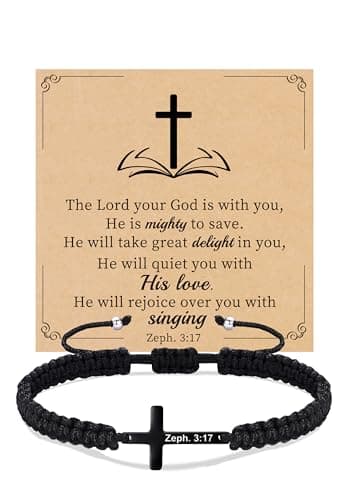 Sistble Religious Gifts for Men Cross Bracelet Christian Gift for Men Inspirational Bracelets Communion Gifts for Teenage Bible Verse Handmade Jewelry - Image 1
