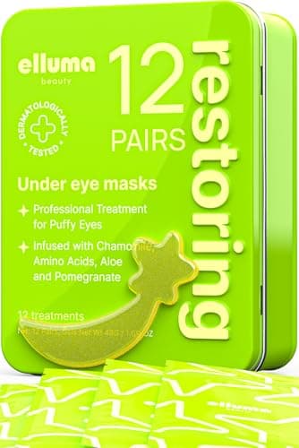 Elluma Beauty Under Eye Patches 12 Pairs of Themed Hydrogel Eye Gel Pads - For Puffy Eyes and Dark Circles, Under Eye Bags, Wrinkles - Restoring Set with Chamomile - Image 1