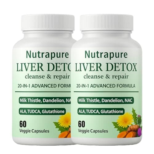 Nutrapure Liver Support Supplement Capsules, 20-in-1 Formula with Milk Thistle, Turmeric & Inositol, Antioxidant & Daily Wellness Support, 60 Veggie Capsules - Image 1