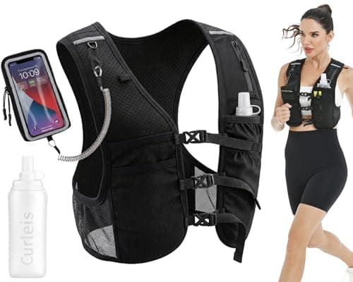 Running Hydration Vest for Women Men, Ultra-Lightweight Adjustable Running Vest with 500ml Soft Flask & Touchscreen Phone Pouch, Breathable 360° Reflective Running Backpack for Marathon (Small) - Image 1