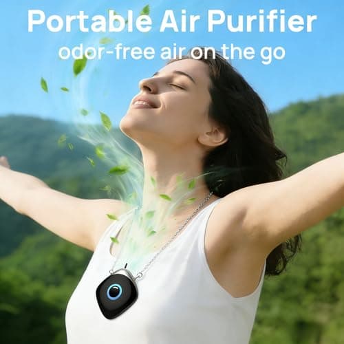 Personal Air Purifier, Chartreey Wearable Air Purifier Necklace, True 502 Million/cm³ High-Speed Negative Ion Generator Eliminates Dust, Pollen, Smoke, Maintenance Free(Classic Black) - Thumbnail 3