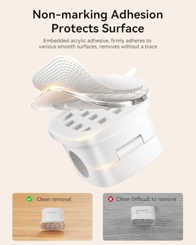 18-Pack Magnetic Cable Clips Cord Organizer-Cable Smooth Adjustable, Rocoren Desk Cable Management Accessories,Cable Holder Clips Wire Holder Keeper for Desktop,Nightstand,Wall,Home Office,Phone,Car - Thumbnail 6