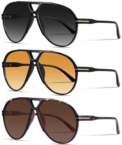 YMRFW Oversized Retro Aviator Sunglasses for Women Men Classic 70s Trendy Vintage Style Large Frame Sun Glasses - Image 1
