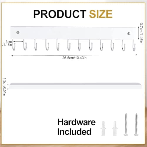 Dntorx Hanging Jewelry Organizer, 2 Pack Necklace Holder for Wall White Wooden Necklace Organizer Hangers with 24 Hooks Jewelry Display Hangers Wall Mounted for Necklaces, Earrings, Bracelets, Keys - Thumbnail 3
