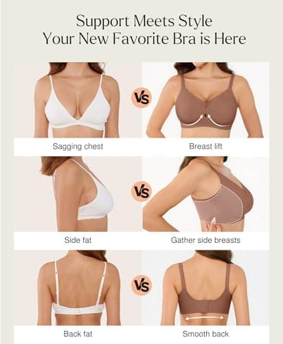 Popilush Wireless Pushup Bra for Women Seamless Comfortable Jelly Bras No Underwire Full Coverage Bralette Brown - Thumbnail 2