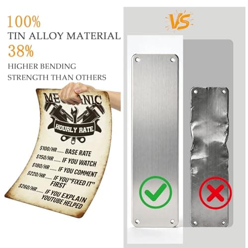 Vintage Garage Sign for Men – Funny Metal Tin Sign , Classic Car Garage Decor & Man Cave Wall Art, Retro Shop Sign, Vintage Metal Signs for Garage, 8 x 12 Inch Work Shop Accessories Mechanic Hourly Rate Metal Tin Sign - Thumbnail 5