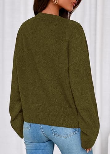 KIRUNDO Cardigan Sweaters for Women Fall Trendy Long Sleeve Chunky Knit Button Up Oversized Winter Jacket Casual Outwear(Army Green, X-Large) - Thumbnail 2