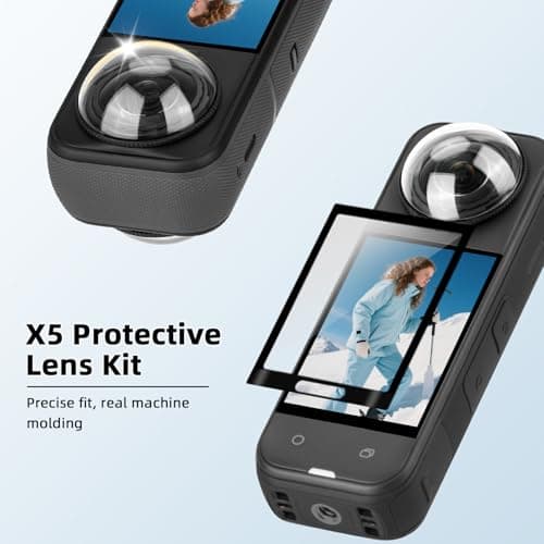 Flymile Insta 360 X5 Premium Lens Guard + 2 Pack Screen Protector Accessories Bundle, 10H Transparency Tempered Glass Film Lens Cover for Insta360 X5 Protective Kit Anti-scratch Camera[Bubble Free] - Thumbnail 2