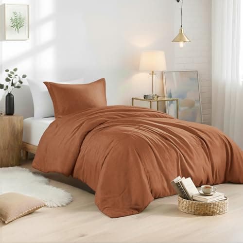 Regency Heights Twin/Twin XL Size Comforter Set, Lightweight Burnt Orange Soft Bedding for All Seasons, 2 Pieces Chambray Print Solid Farmhouse Bed Set, Comforter & Sham - Thumbnail 2