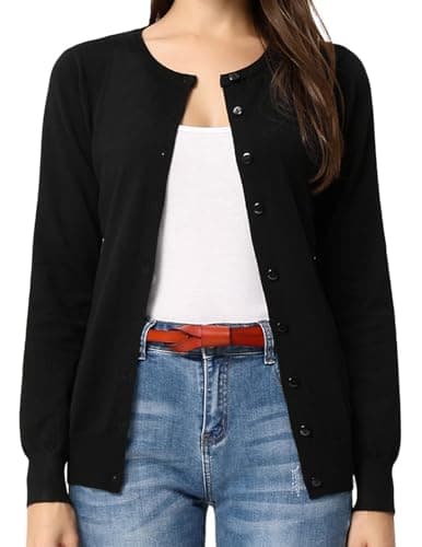 GRACE KARIN Women's Cardigan Sweaters Lightweight Soft Knit Cardigan Long Sleeve Casual Spring Fashion Clothes Black M - Image 1