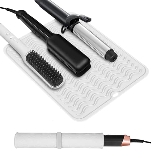Quccefods Heat Resistant Mat Oversize Curling Iron Mat Silicone Hot Hair Tools Mat for Hair Straightener,Flat Irons,Hair Styling Tools Countertop protection Portable Travel Mat 14.2" x 11" - Image 1