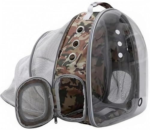 Cat Backpack Carrier Back Expandable Bubble Pet Carrier Backpack for Large Cat, Kitten and Dog, Designed for Hiking, Travelling and Outdoor Use (Back Expandable-Camo) - Image 1