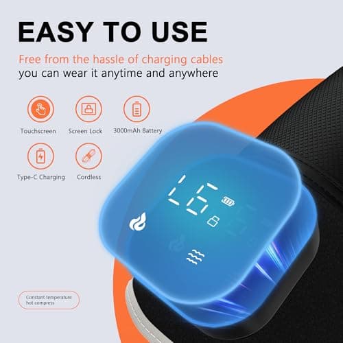 RAYOCON Red Light Therapy for Knee: Knee Massager with 6 Heat and 5 Vibration Cordless Rechargeable Electric Heated Knee Brace Gifts for Men Women - Thumbnail 5