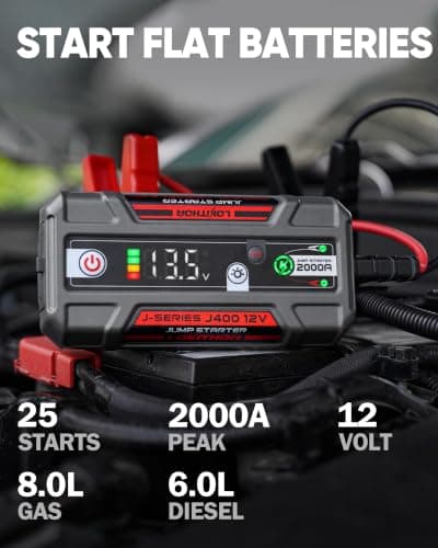 LOKITHOR J400 Portable Jump Starter, 12V 2000A Lithium Battery Booster with ConnectMax Tech, Car Jumper Box for Up to 8.0L Gas & 6.0L Diesel Engines, Smart Digital Display - Thumbnail 4