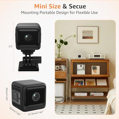 syomiyurx 2026 Upgrade Small Security Camera 2.4G WiFi Only Wireless Camera 1080P Mini Nanny Cam for Baby Pet Auto Night Vision 1600mAh Battery Indoor Cameras Motion Detection for Home Security - Thumbnail 6