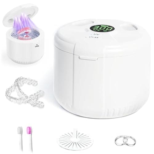 Ultrasonic Retainer Cleaner Machine, 45kHz Dental Cleaning Pod with Digital Timer for Dentures, Mouth Guards, Night Guards, Aligners, Toothbrush, Jewelry, Dental Appliances, 200ML Capacity - Image 1
