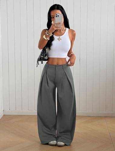 ZAFUL Parachute Pants Woman Casual Baggy Pants Zipper Vintage Hippie Y2K Wide Leg Sweatpants with Pockets Streetwear Women Grey S - Thumbnail 6