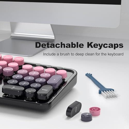MOFII Wireless Keyboard and Mouse Combo, Retro Typewriter Keyboard with Colorful Round Keycaps, 2.4GHz USB Plug Play Connection for PC Laptop Windows XP/7/8/10 (Berry Pink) - Thumbnail 6
