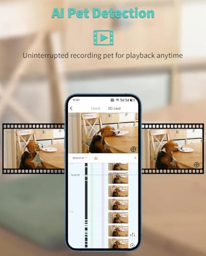 Alaga Indoor Security Camera,3K, 360° Pan/Tilt, Human/Pet/Motion AI, Night Vision, Speaker, Indoor Camera with Phone App, Compatible with Alexa & Google Assistant,5G & 2.4G WiFi,Black - Thumbnail 3