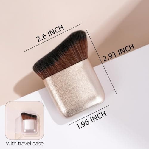 GOERTI Self Tanner & Bronzer Brush with Travel Case – Large Kabuki Body Makeup Brush for Face & Body, Ultra Soft Vegan Kabuki Foundation Makeup Brush for Liquid, Cream & Powder Applicator - Thumbnail 5