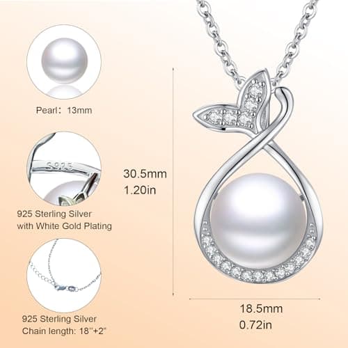 Sebina Pearl Pendant Necklace for Women,925 Sterling Silver Pendant Jewelry,Anniversary Christmas Birthday Valentines Gifts for Wife, Mom, Dauhter, Girlfriend,Her - Thumbnail 6