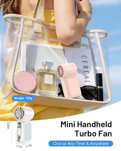 W & O Portable Handheld Mini Fan with Semiconductor Cooling,Speed (1-199) Personal Turbo Fan 4300mAh Rechargeable,Powerful 20000RPM Pocket Hand Fans for Travel/Makeup/Outdoor/Home (Pink ICE) - Thumbnail 5