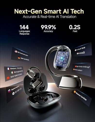 AI Translation Earbuds Real-Time, 144-Language Translator Earbuds with 6 Translation Mode, Audifonos Traductores Inglés Español, Wireless Translating Earbuds for International Travel, Business - Thumbnail 2