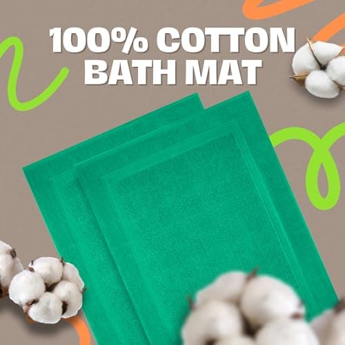Infinitee Xclusives Premium Cotton Bath Mats for Bathroom – Pack of 2 | 34x22 Inches | Ultra Soft, Super Absorbent, Non-Slip, Machine Washable Mats (Vivid Green) [Not a Rug] - Thumbnail 5