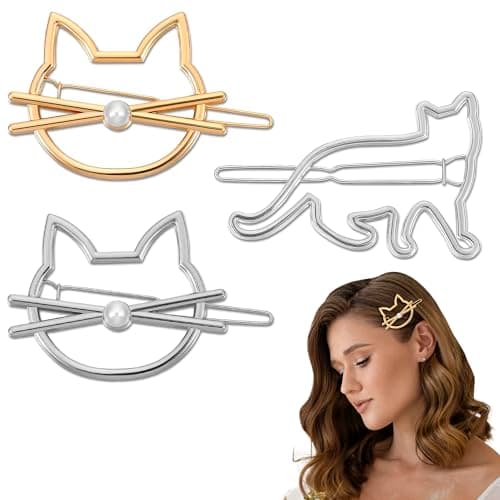 3 PCs Girl Cat Accessories – Cat Hair Clip for Various Hairstyles with Stylish Design – Compact Size Clips Made of Sturdy Metal Alloy for Daily Wearing, Cute Outfits, Parties, and Creative Styling - Image 1