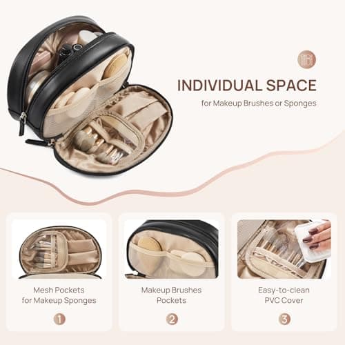 Telena Medium Makeup Bag, Travel Make Up Bag for Women, Vegan Leather Cosmetic Bag for Travel Essentials - Thumbnail 2