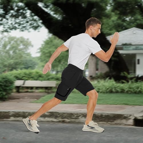 MOURCE Men's Hiking Shorts 9" Quick Dry Lightweight Elastic Waist Outdoor Fishing Golf Cargo Shorts, Black S - Thumbnail 3