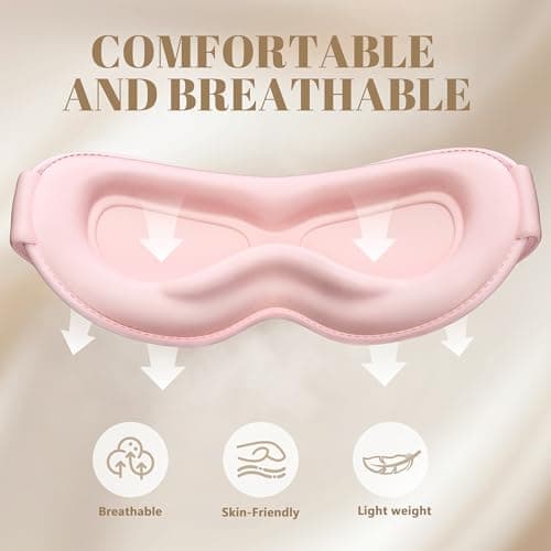 Vynix Sleep Mask for Women Men - 100% Blackout Eye Masks for Sleep, Lash Extensions 3D Contoured Sleeping Mask, Soft Adjustable Light Blocking Eye Cover Blindfold for Travel, Pink - Thumbnail 6