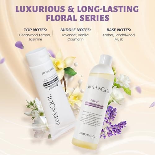 BOTANQUIL Moroccan Shampoo and Conditioner Set with Argan Oil, Shea Butter & Hyaluronic Acid Plant Based Gentle Cleansing for Dry, Damaged Hair, Hair Hydrating Anti Frizz- Floral Scent - Thumbnail 4