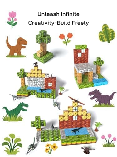 Veecafiodi Magnetic Blocks 108PCS, Dinosaur Magnetic Building Blocks with 6 Dinosaur Figures, Magnetic Blocks for Kids Ages 3-5, 4-8, STEM Construction Toy - Thumbnail 3