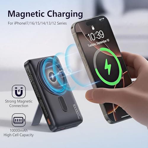 GUGOBOX for Magsafe Portable Charger, 10000mAh Wireless Magnetic Power Bank with Built-in Stand, 22.5W PD Fast Charging for MagSafe Battery Pack Compatible with iPhone 17/16/15/14/13/12 Series - Thumbnail 5