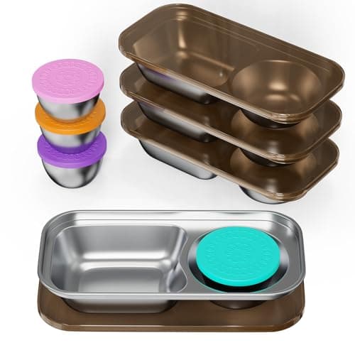 Hyperzacc Reusable Snack Containers with Lids,2 Compartment Snack Containers with a Salad Dressing Contaienr,Grab and Go Stainless Steel Containers for Travel, Outdoor Camping and Daily Use (4) - Image 1