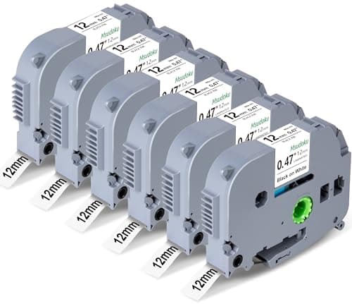 Msudoku 6-Pack TZ 231 Compatible Label Tape, 12mm 0.47" Laminated White Replacement for Brother P Touch TZe TZ Tape Black on White for PT-D210 D220 H110 D400 D410 D610BT D600 H111 Cube Label Maker - Image 1